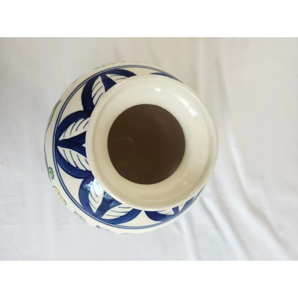 Target Market Bazaar Vintage 2003 Ceramic Vase Hand Painted Floral Blue Yellow